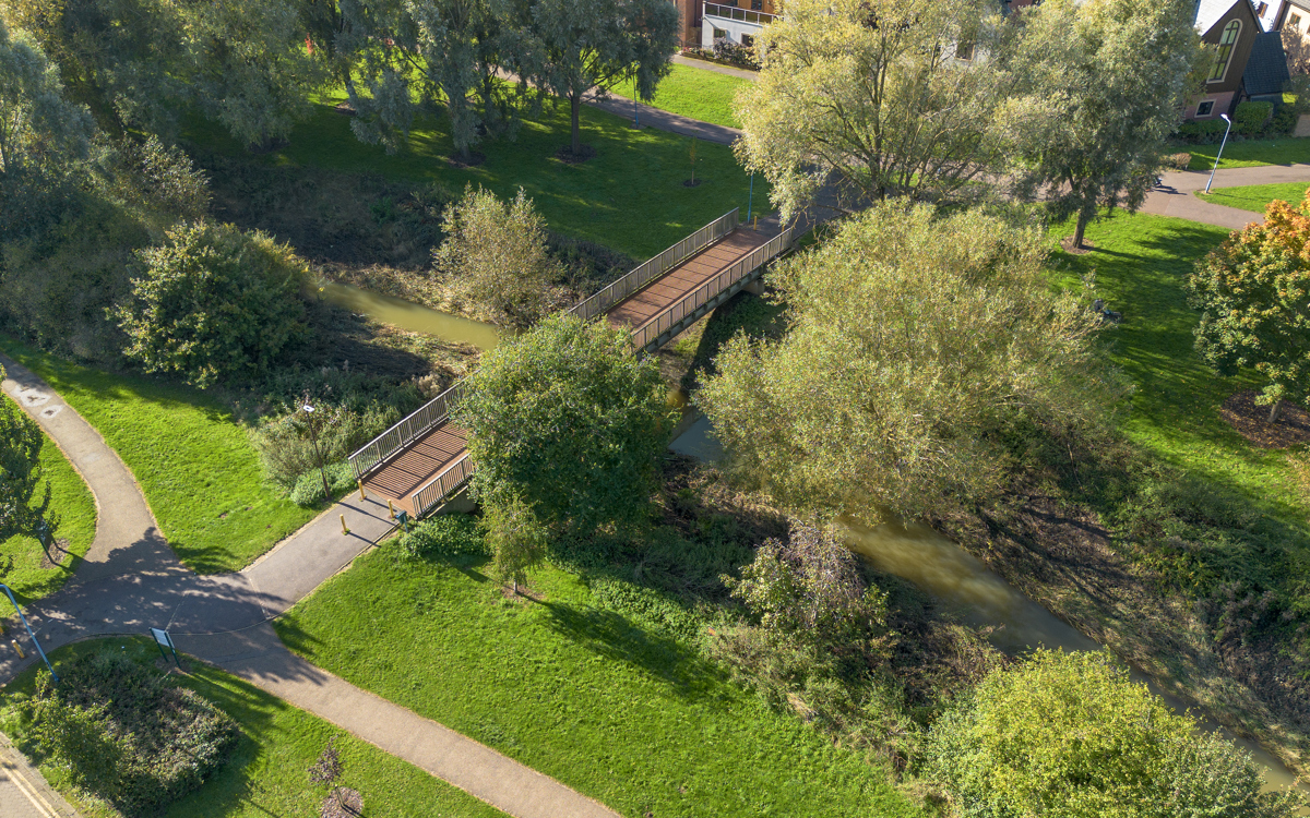 Footbridge crossing Broughton Brook