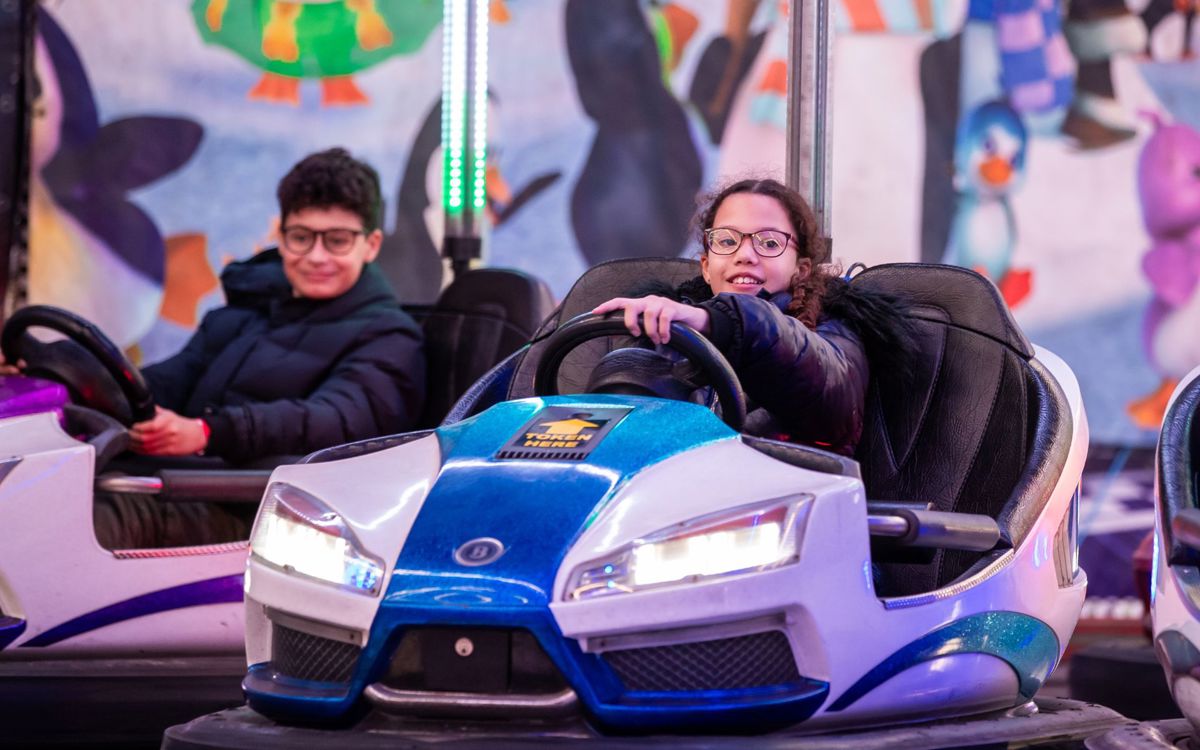 Children on dodgems fairground ride