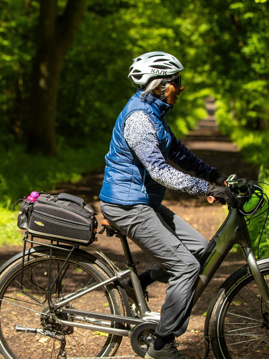 Person cycling in Milton Keynes park