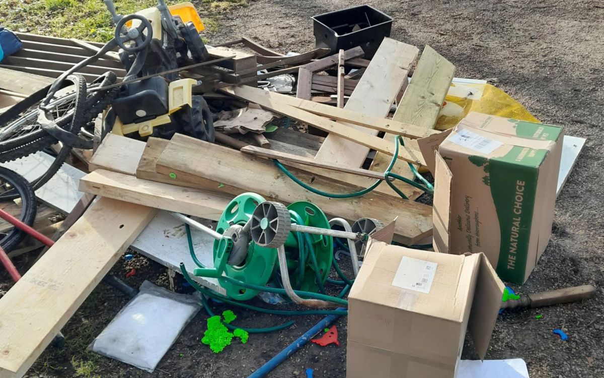 Pile of fly tipping with household items