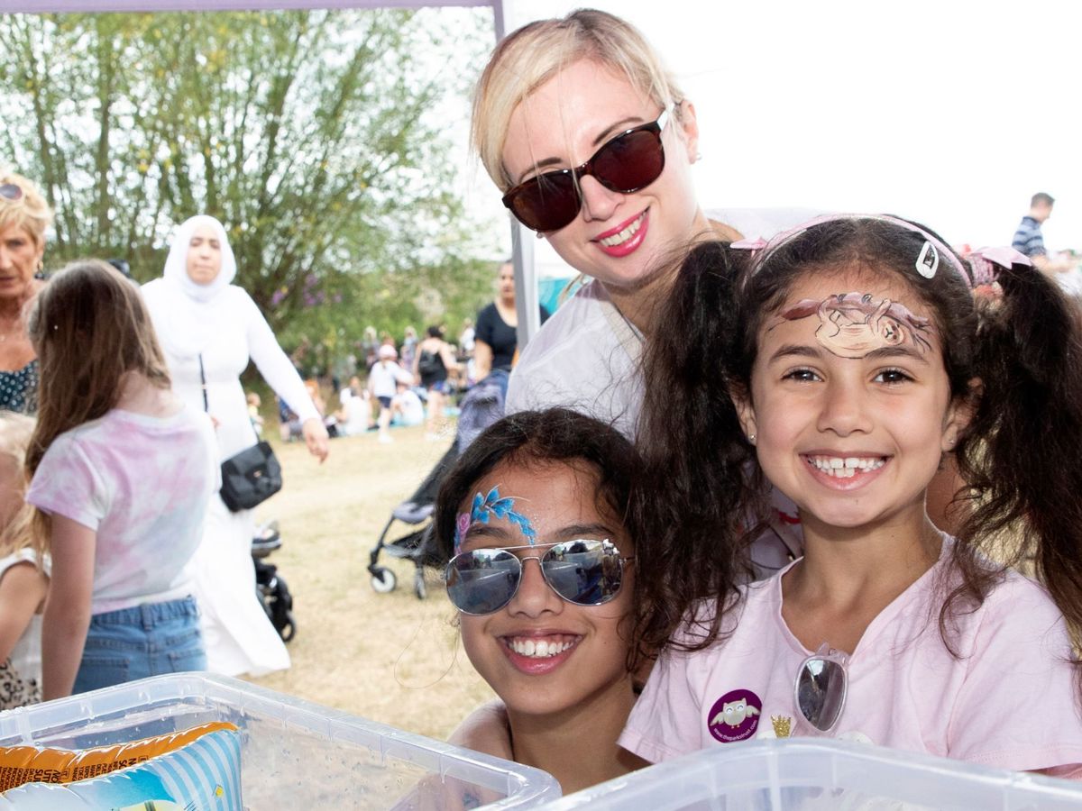 Family with face paint