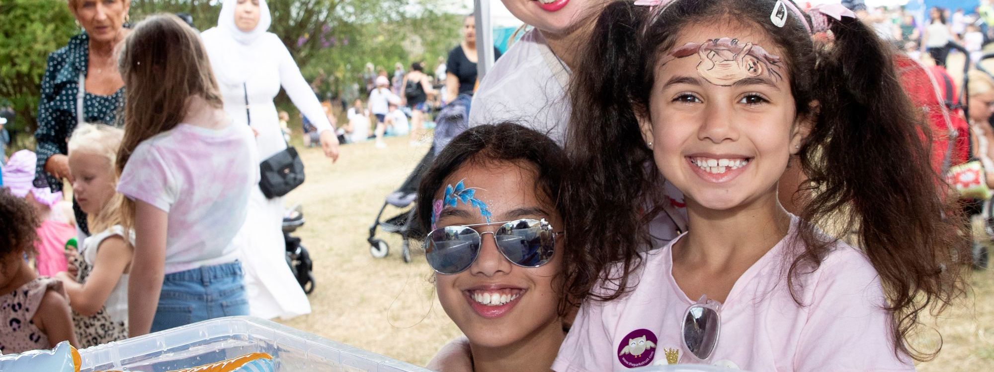 Family with face paint