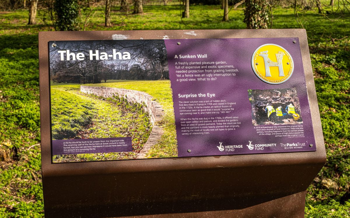 Letter H from the alphabet trail on sign board in Great Linford Manor Park