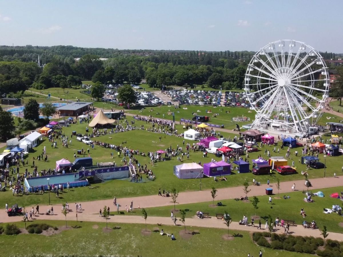 Drone view of Big Doggie Do event