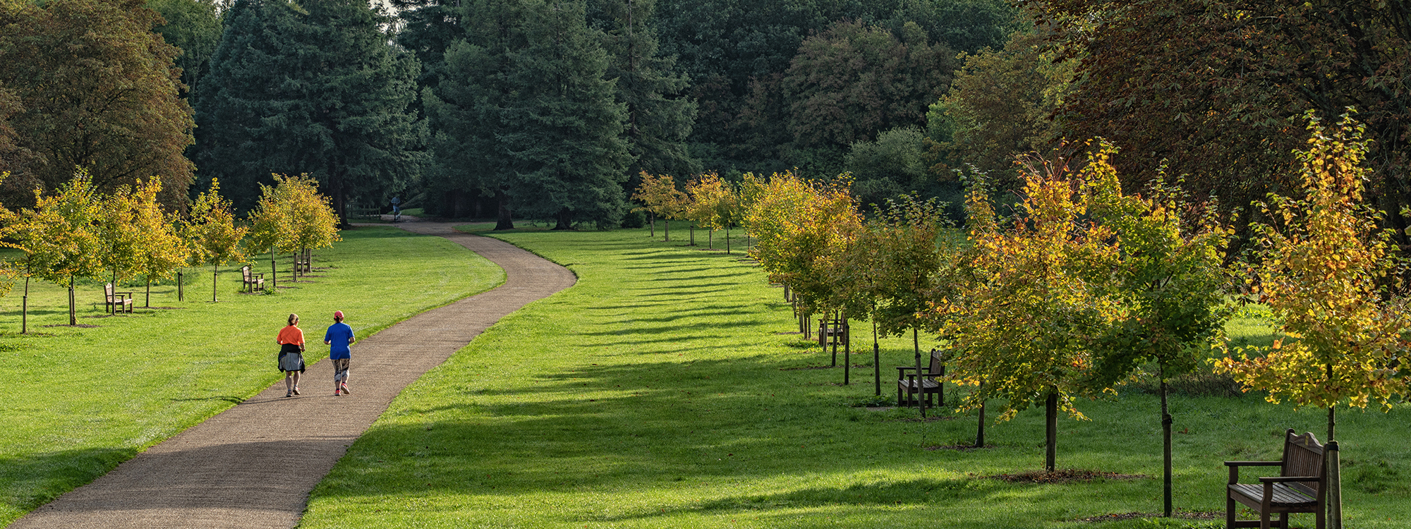 Two people jogging down Remembrance Walk
