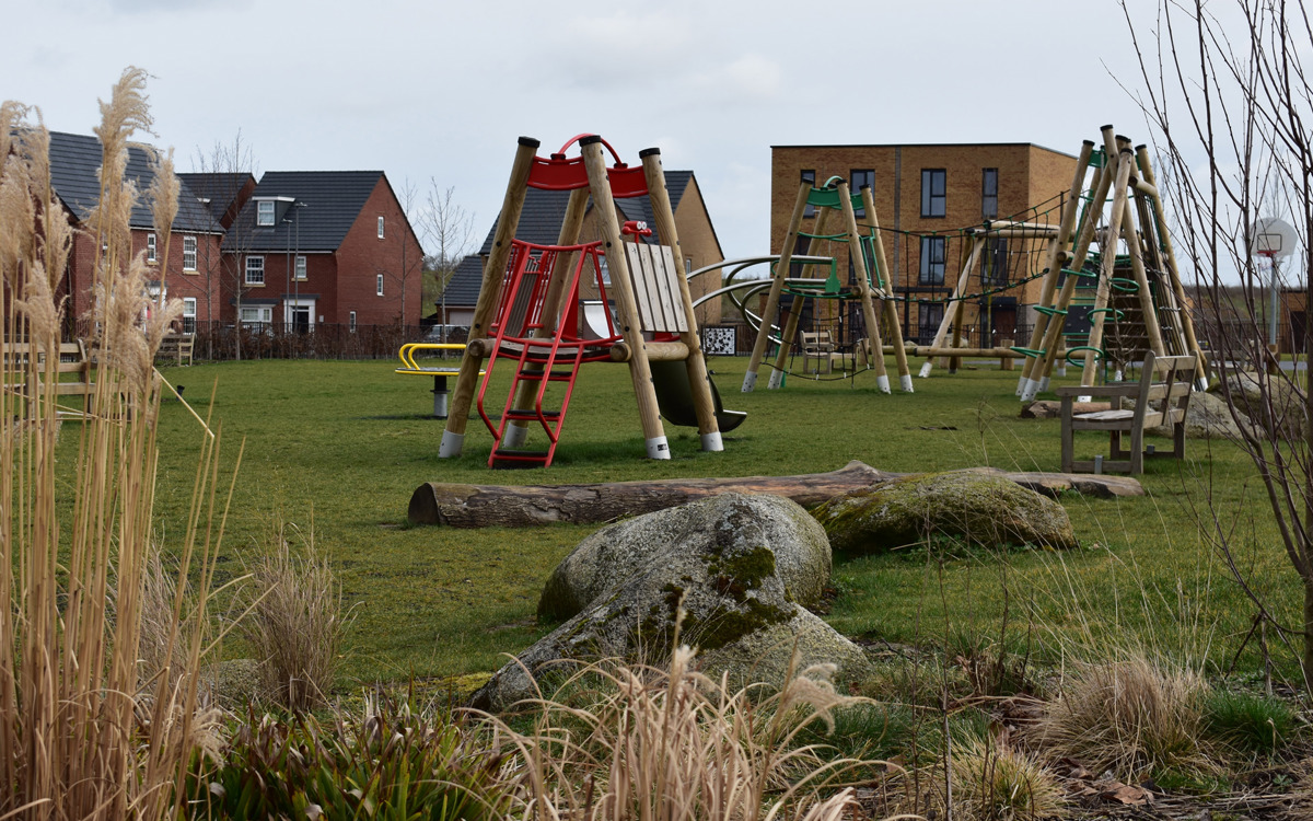 Climbing frames at Brooklands Lautier Play Area.