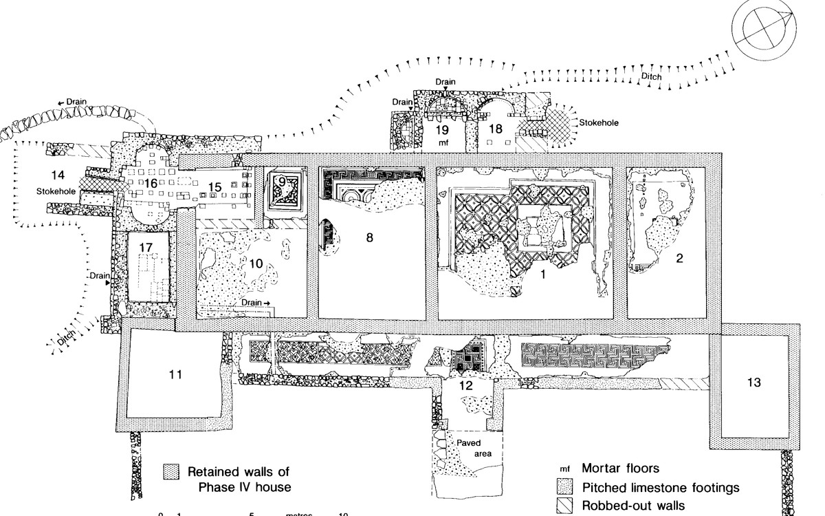 Floor plan of rooms in the Roman Villa