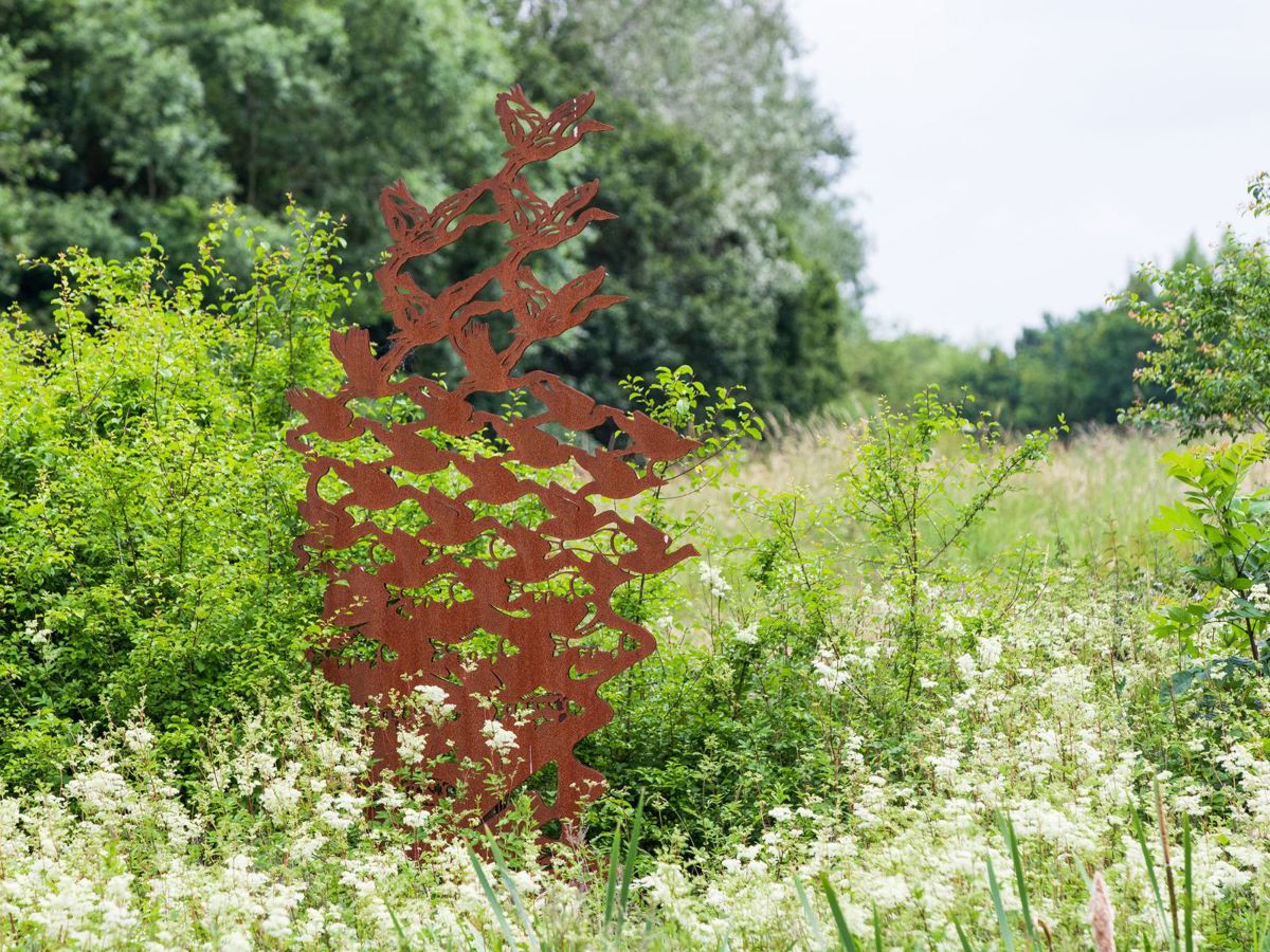 R3evolution sculpture made out of Corten steel