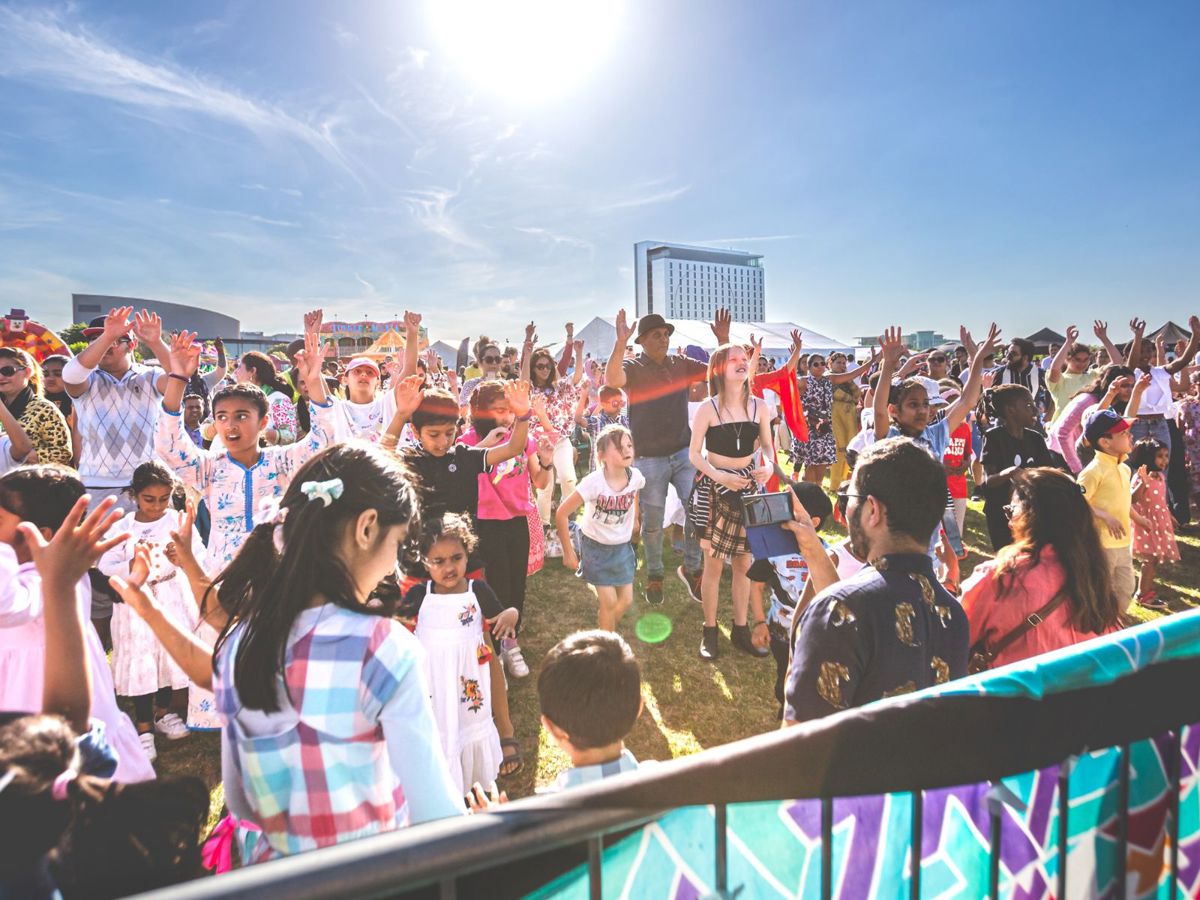 Crowd in the park on a sunny day