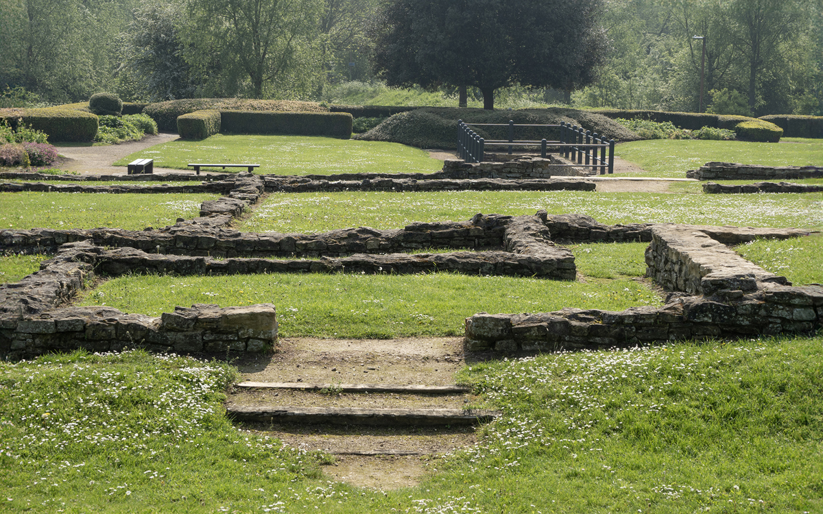 Stone outline of Bancroft Roman Villa