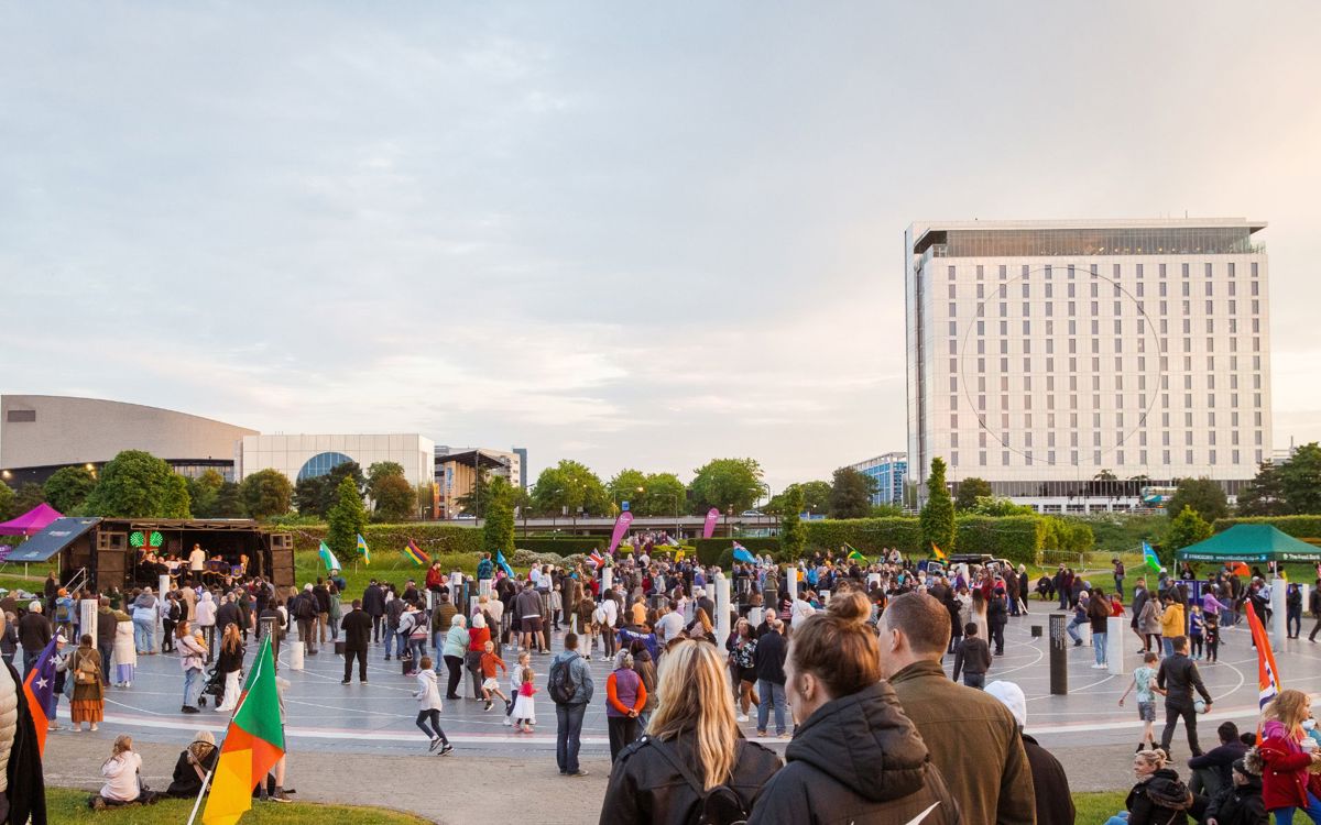 Crowd enjoying community event at Milton Keynes Rose in Campbell Park