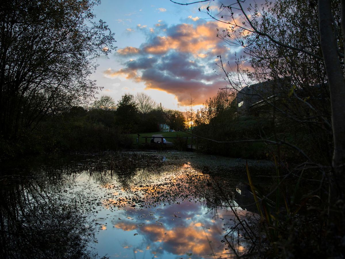A dusky sunset over water