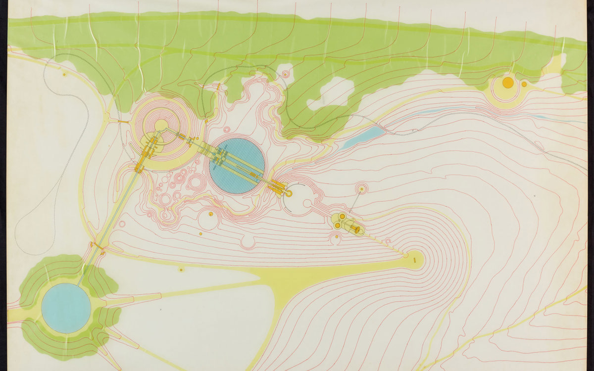 Drawing of Campbell Park showing gradient with contour lines