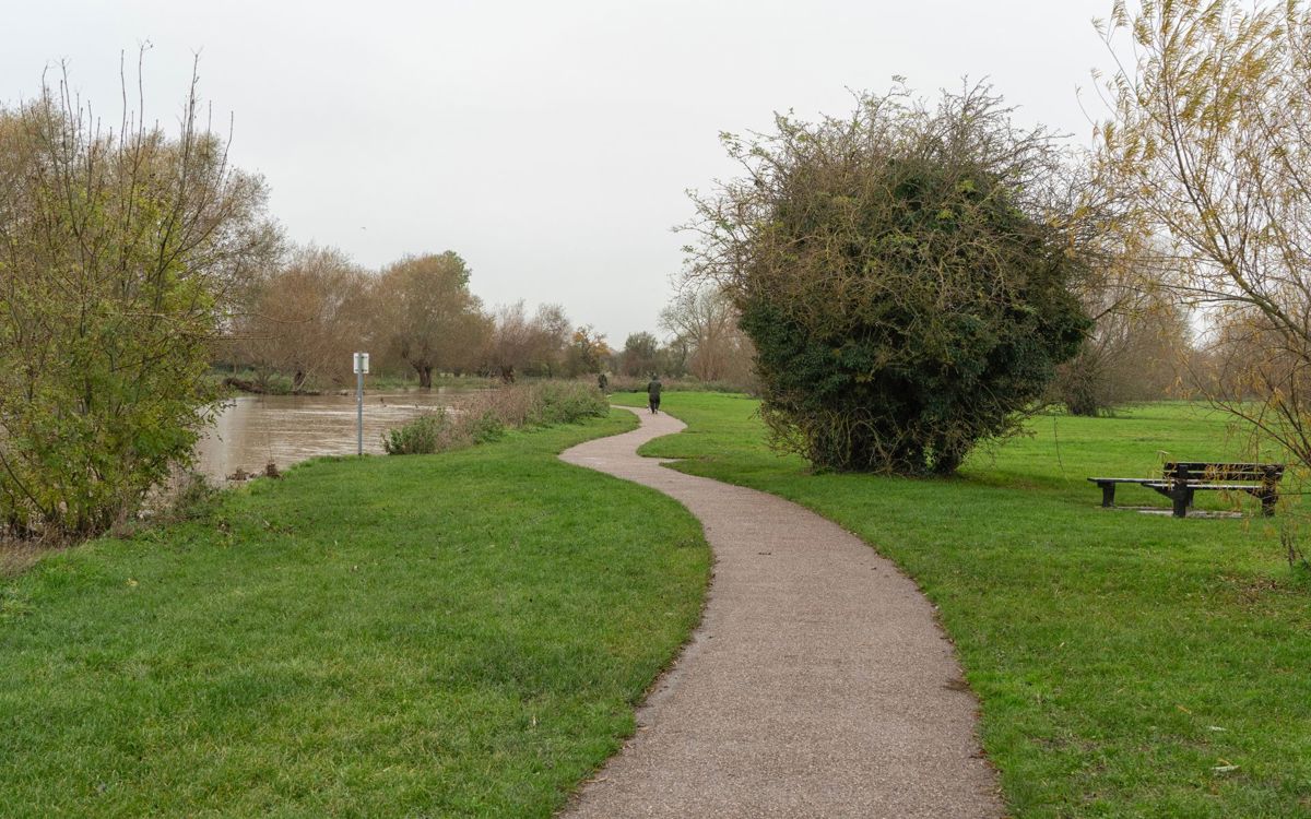 Pathway through Millfield in Stony Stratford in Milton Keynes
