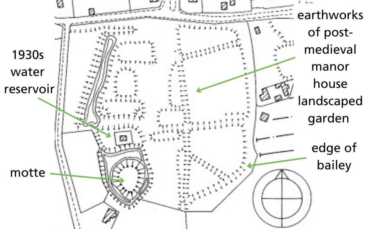 Site map of earthworks at Shenley Toot