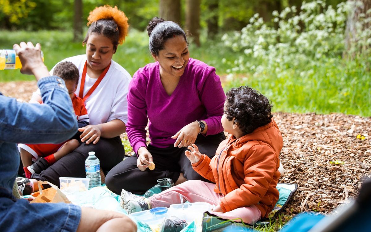Family having a picnic in the park