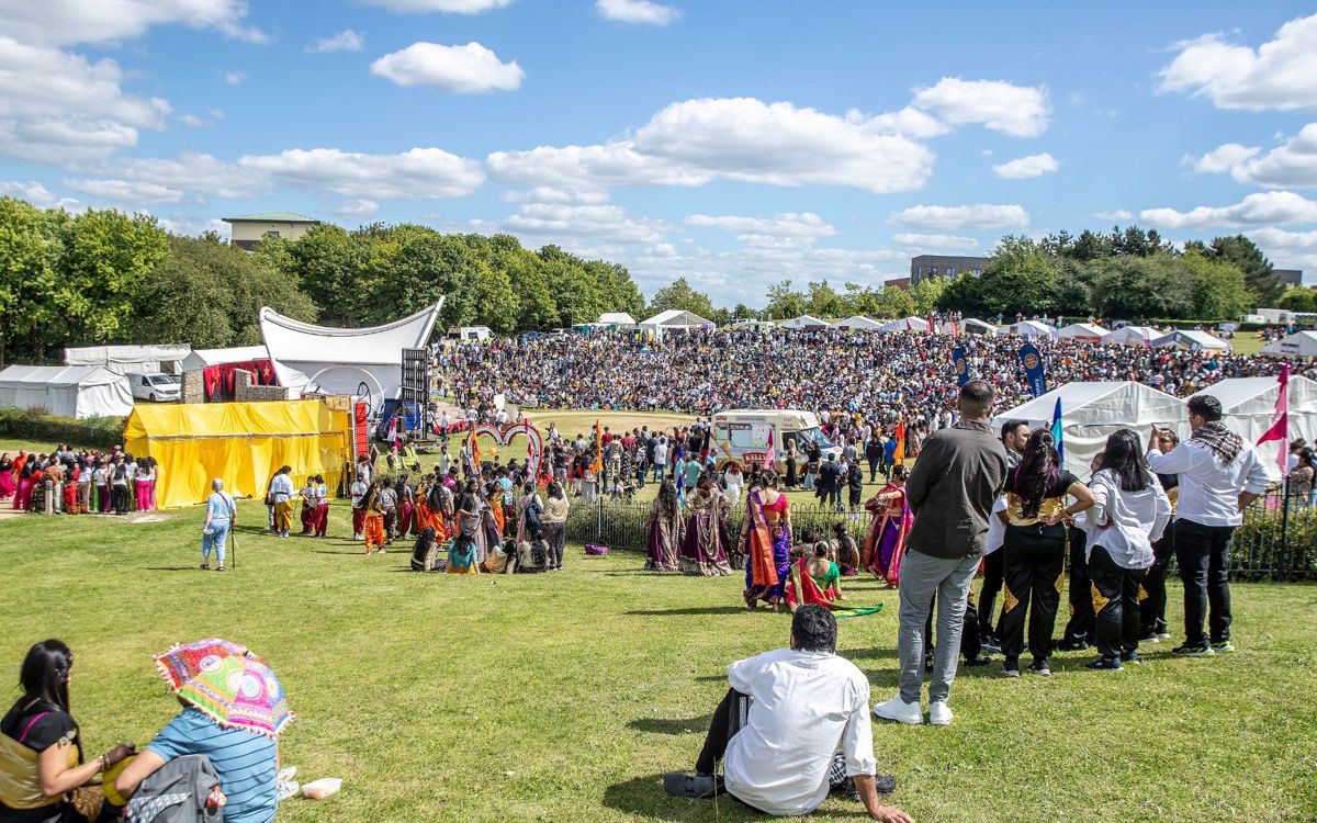 Crowd enjoying entertainment in Campbell Park