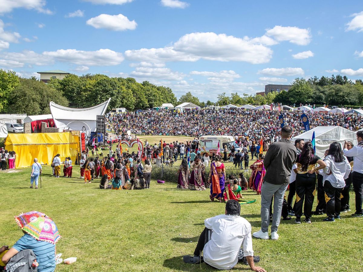 Crowd enjoying entertainment in Campbell Park